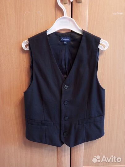 Жилетка школьная синяя для мальчика р.128