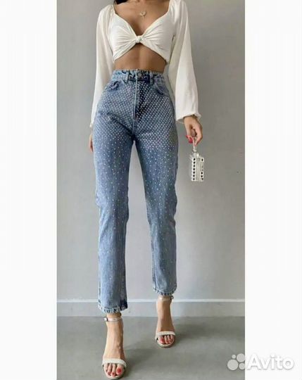 Джинсы со стразами
