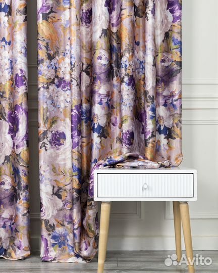 Шторы рогожка Медина сирень новые пошив
