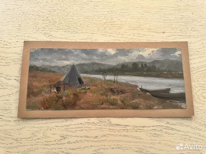 Масло на картоне старинные картины 1960г