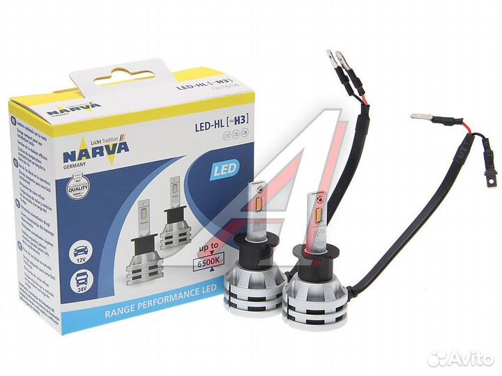 Лампа светодиодная 12V/24V H3 19W pк22s 6500K бокс