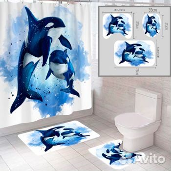 Штора и два коврика для ванной 