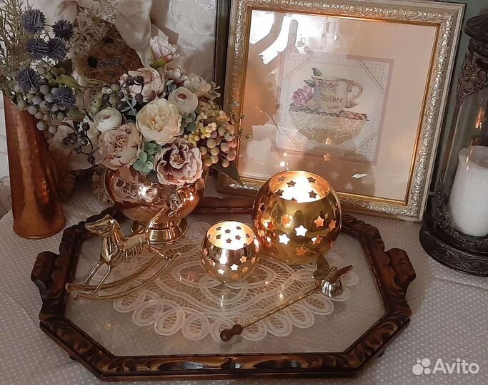 Латунный декоративный подсвечник