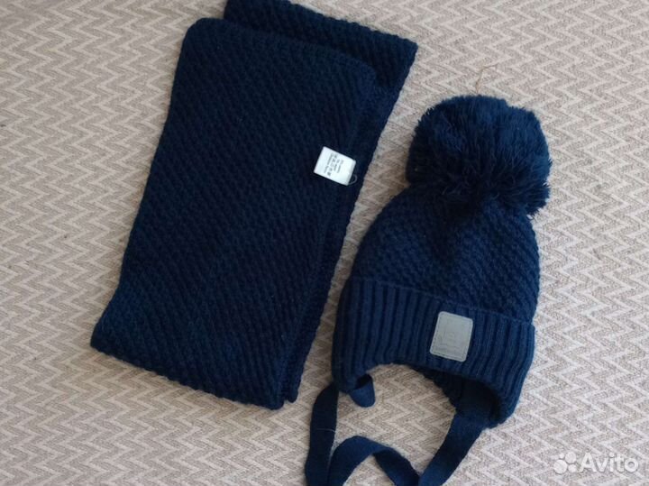 Комплект шапка и шарф для новорожденного