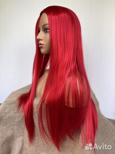 Парик длинный готический малиновый красный
