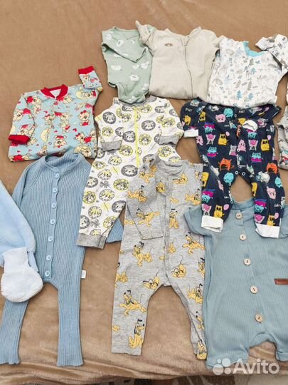 Пакет вещей слипы/боди для мальчика 74 размер