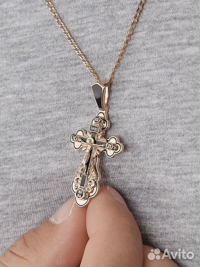 Крестик мужской золото 585 проба