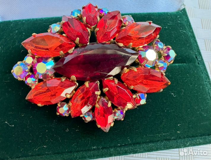 Брошь чешское стекло аврора бореалис СССР винтаж