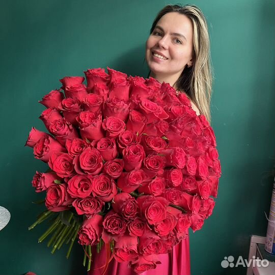 Красные розы 50 см