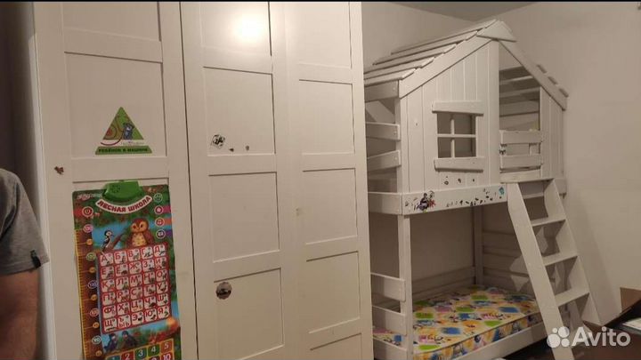 Детская кровать домик, кровать чердак с матрасом
