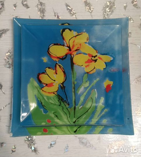 Тарелки квадратные стекло