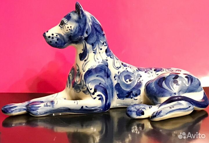 Дог фарфоровая статуэтка собака Гжель