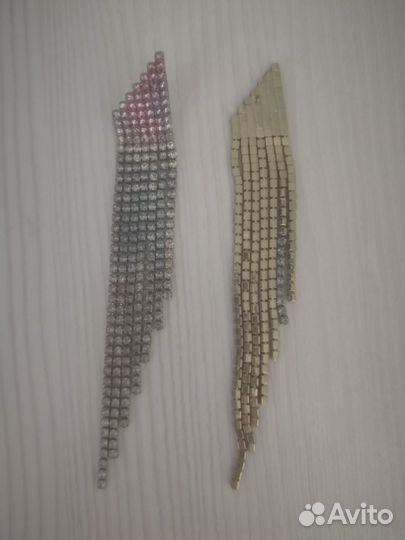 Серьги длинные со стразами, б/у