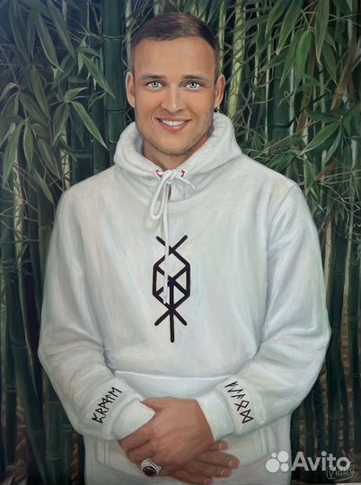 Портрет маслом на холсте, художник