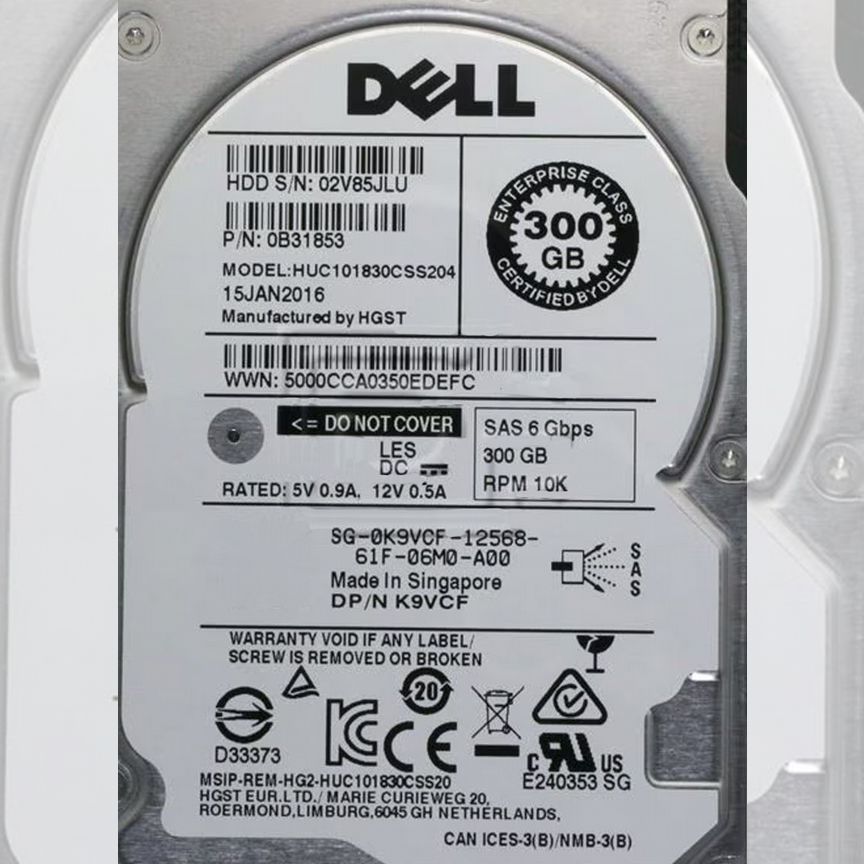 [K9VCF] Жесткий Диск Dell 300gb Sas 2,5" K9vcf