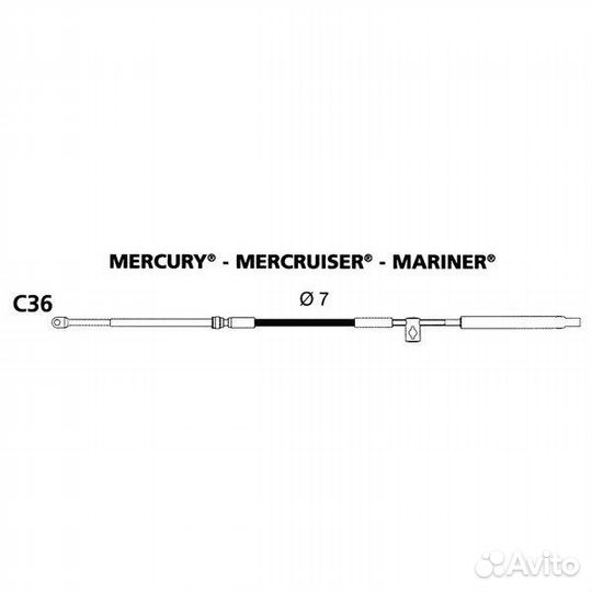 Трос управления газом/реверсом Ultraflex C36 40010E 7мм 5,19м(17футов) ход 87мм для американских мот