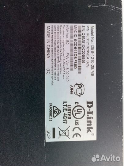 Коммутатор d-link des-1210-28/me