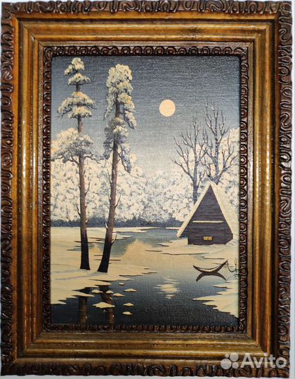 Картина маслом пейзаж в красивой раме