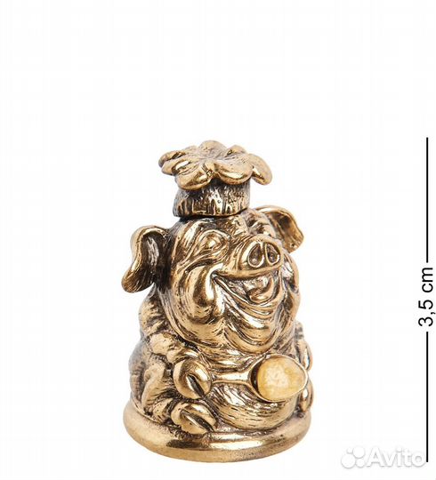 Колокольчик Поросенок-поваренок (латунь, янтарь) A2087879