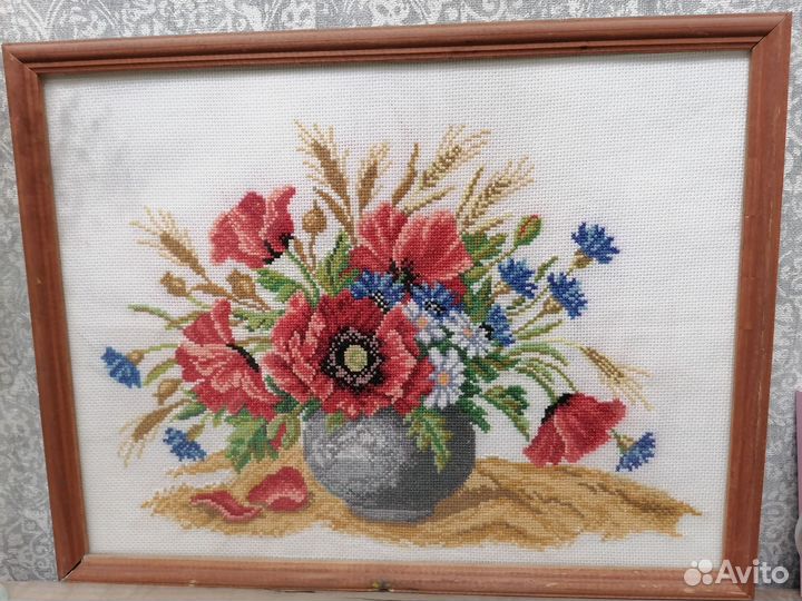 Картина вышитая крестом ручная работа 33*42