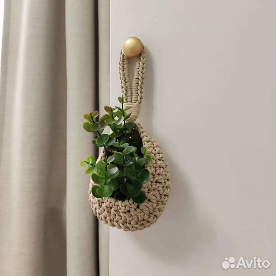 Подвесная вязаная корзинка под заказ