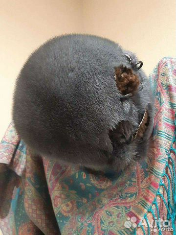 Шапка женская из голубой норки,новая