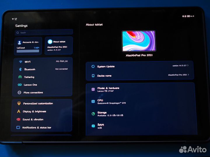 Планшет lenovo P11pro 2021 tb-j716f Snapdragon 870