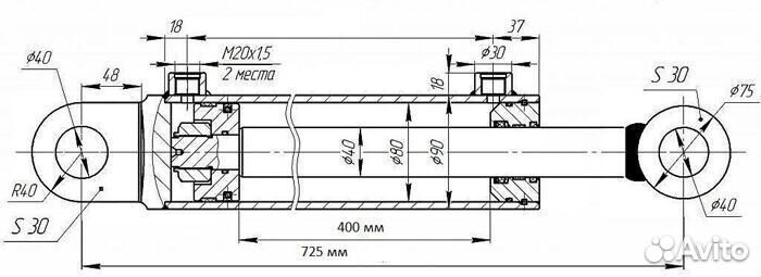 Гидроцилиндр ковша погрузчика кун 80.40.400.700.00