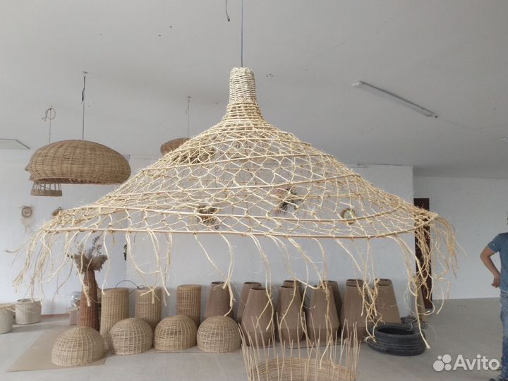 Люстры плетеные потолочные абажуры