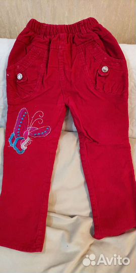 Вельветовые утепленые штаны на девочку