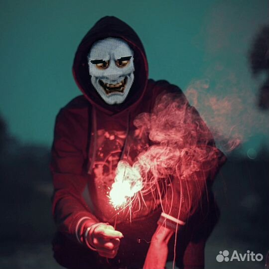 Светодиодная маска для праздника, с разными лицами