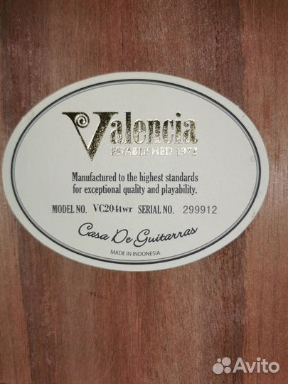 Акустическая гитара, valencia VC204twr