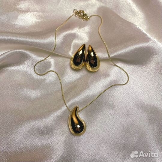 Серьги капли и кулон Италия бижутерия