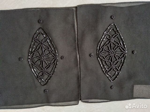 Шарфик женский шелковый вышит бисером