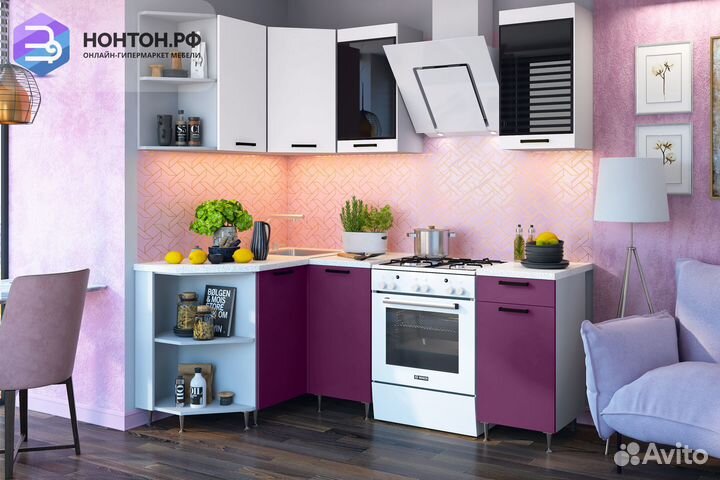 Кухня Техно 1.3 на 1.4 м компоновка №3 белый снег