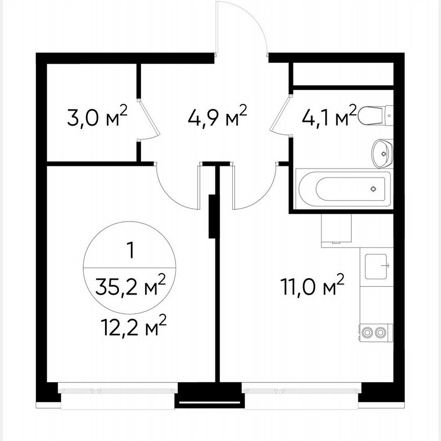 1-к. квартира, 35,2 м², 7/17 эт.