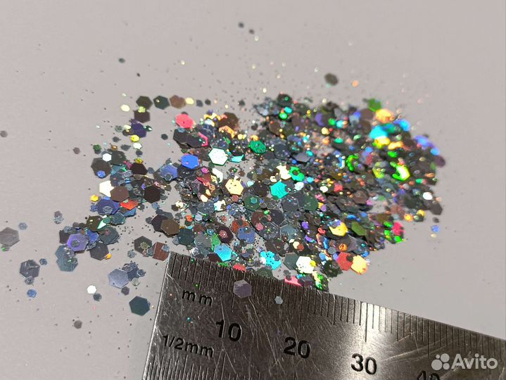 Блестки глиттеры 50гр серебристые зеркальные