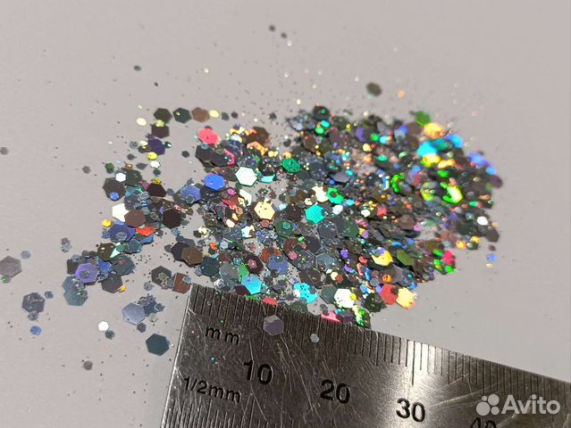 Блестки глиттеры 50гр серебристые зеркальные