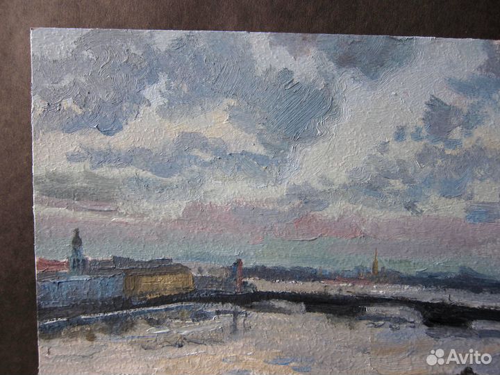 Картина маслом на картоне Петербург пейзаж