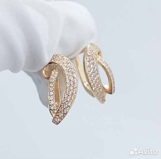 Золотые серьги с фианитами (38060)