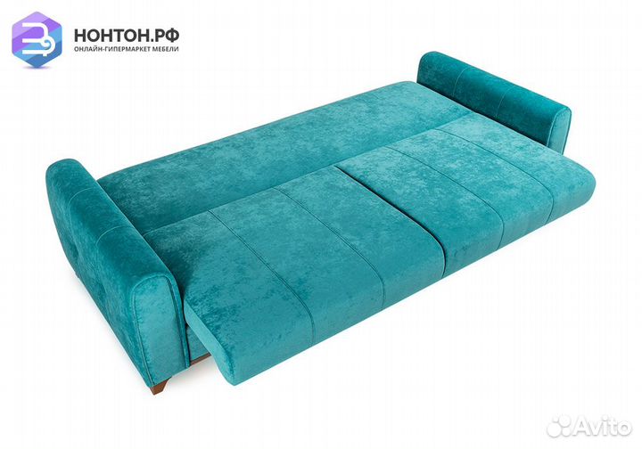 Диван книжка Плимут бирюзовый / коричневый