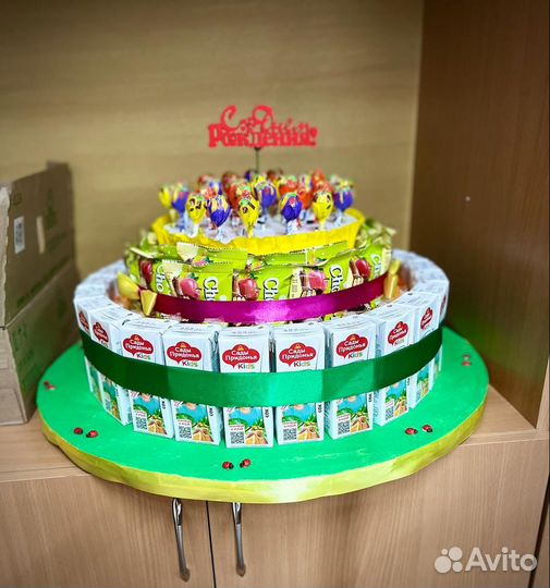 Торт из соков и барни в школу детсад