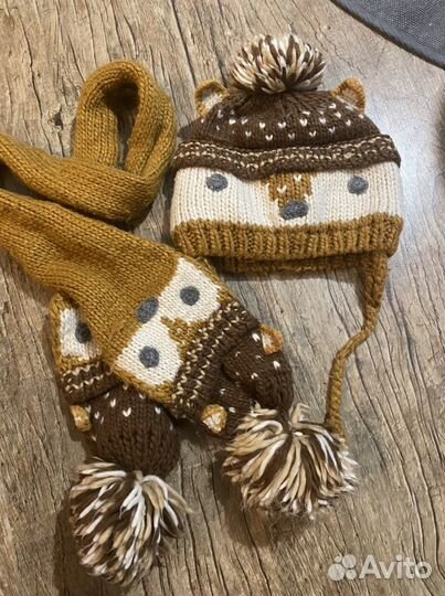 Комплект шапка и шарф zara 1-3 года