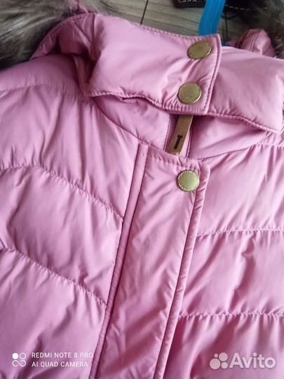 Пальто пуховое для девочки р. 110