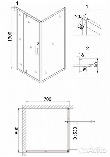 Душ. уголок Niagara 80x70 Chrome ng-63-8a-a70