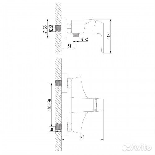 Смеситель душа Lemark Unit LM4503C хром