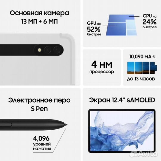 Samsung Tab S8+ Plus 5G 128GB Silver SM-X806