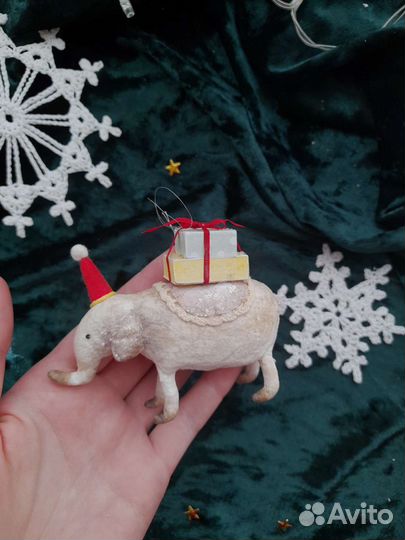 Ватные игрушки: Слоник и гусь на ёлку