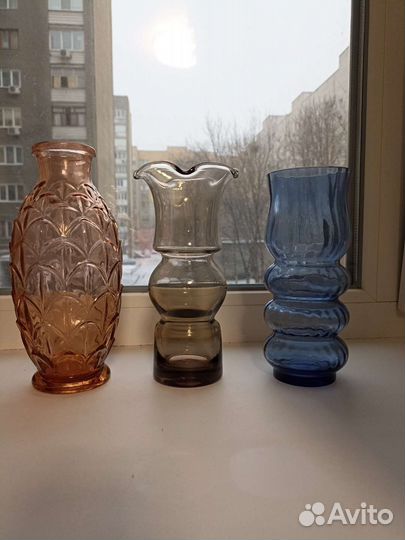 Ваза цветное стекло винтаж СССР