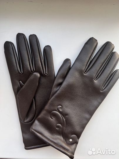 Перчатки кожаные коричневые
